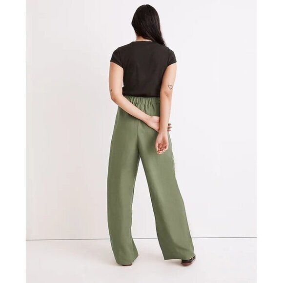Madewell Women's Linen Blend Wide Leg Pant, Vintage Moss Green Size S - Picture 13 of 14